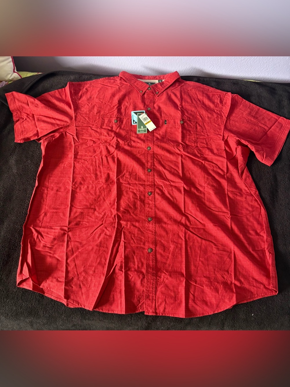 G.H. Bass big & tall placed cooling biking red button up men’s 4XLT NWT